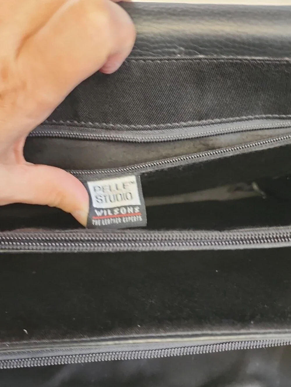 Pelle Studio Black Leather Briefcase with Silver Lock